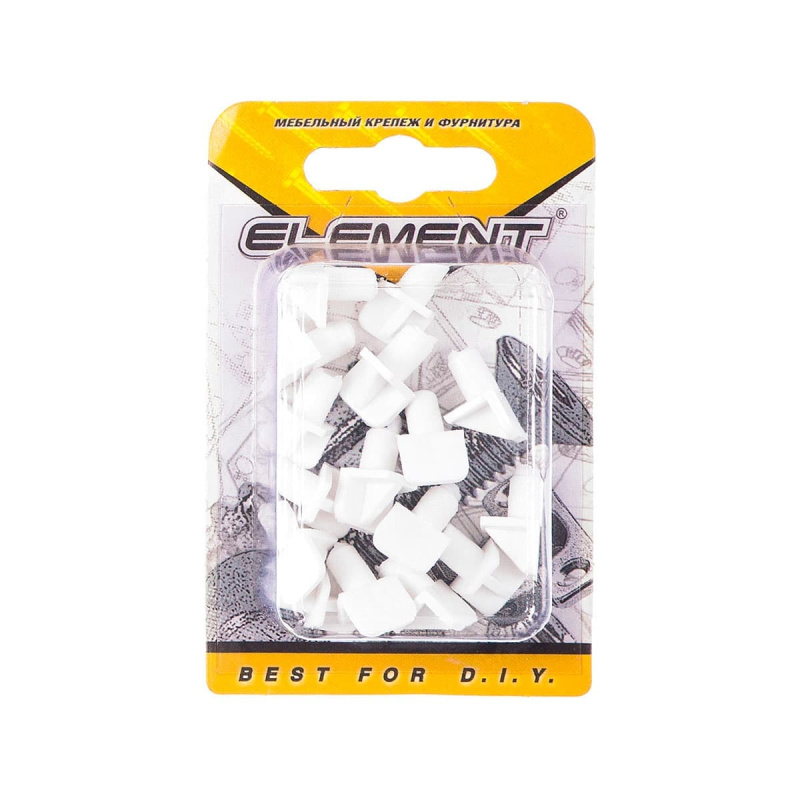 Полкодержатель 16шт ELEMENT лопатка D6мм пластик белый (блистер)