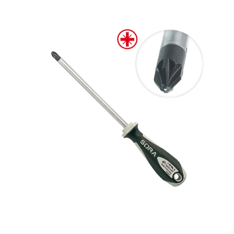 Отвёртка крестовая SORA PZ 3 x 150 mm с чёрно-серой  рукояткой 