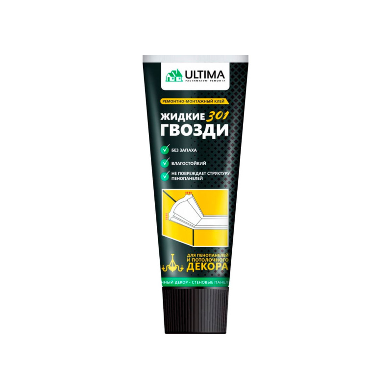 Клей для потолочного декора и пенопанелей ULTIMA 301 белый 250ml