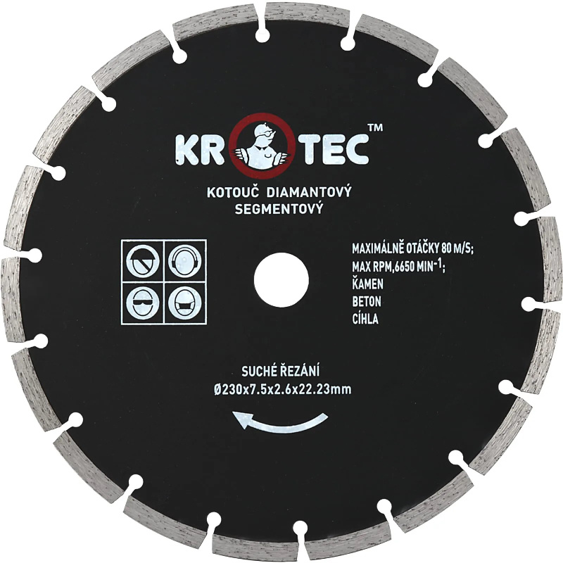 Диск алмазный сегментный 230х7,5x22,2 (h=2,6) KROTEC