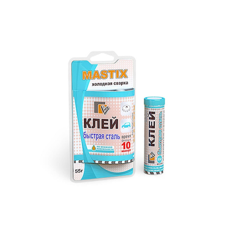 Клей MASTIX БЫСТРАЯ СТАЛЬ холодная сварка в блистере 55гр