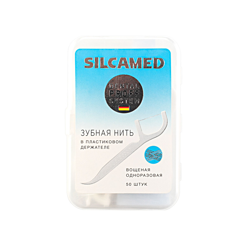 Нить зубная SILCAMED PROFF SYSTEM в пластиковом держателе 50шт.