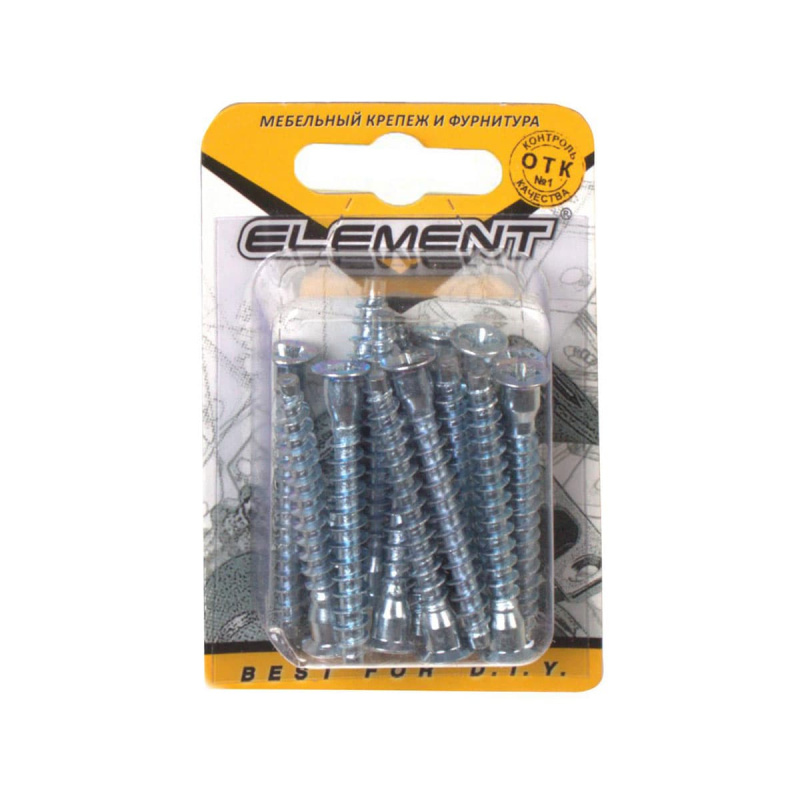 Стяжка шурупная ELEMENT 6,3x50 PZ 15шт белый цинк (блистер)