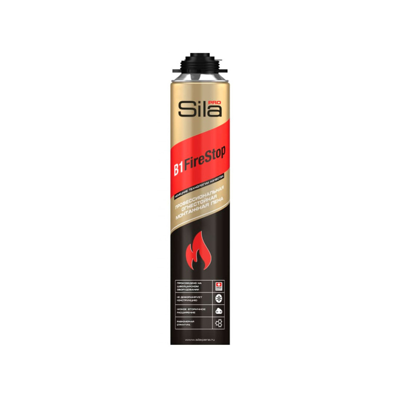 Пена монтажная профессиональная огнестойкая SILA Pro B1 Firestop 750ml