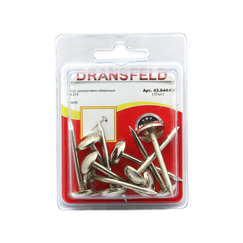 Гвоздь декор. 15х38 Dransfeld № 311 (БЛИСТЕР-10 шт.) Я-44