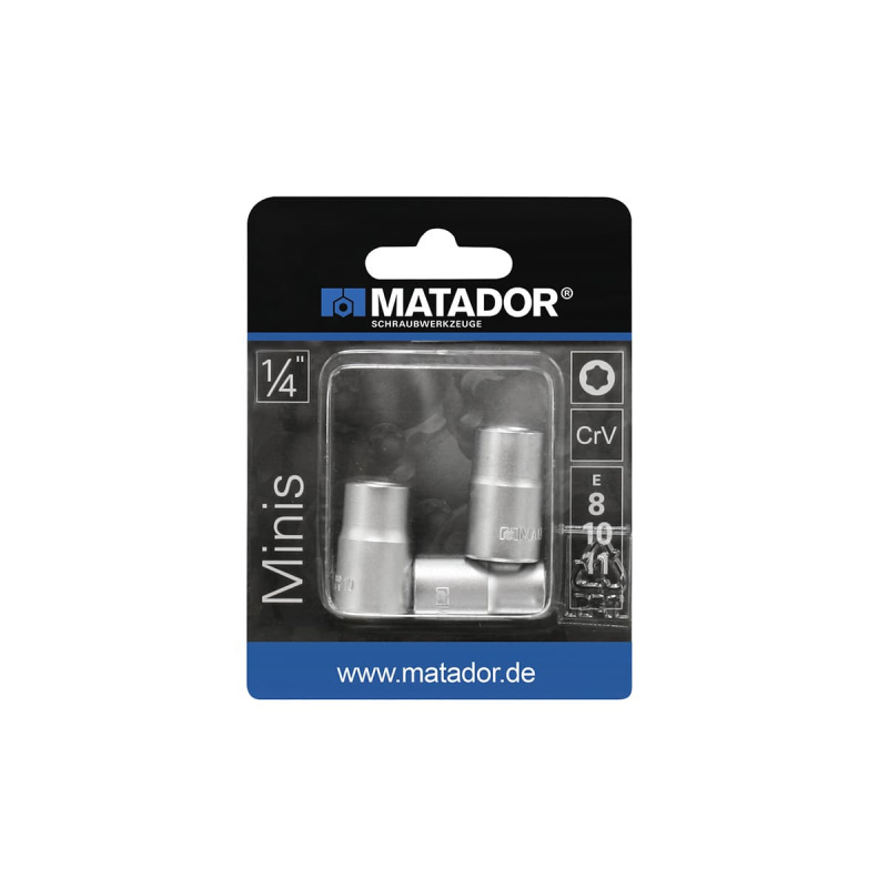 Набор торцевых головок 6,3(1/4) E8-E10-E11 MATADOR