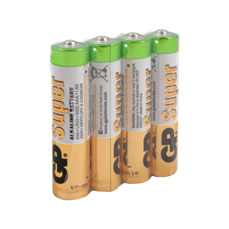 Батарейка алкалиновая GP Super Alkaline 24А ААA 4шт в пленке