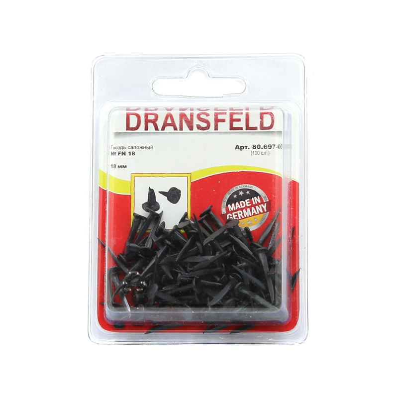 Гвоздь сапожный 18мм Dransfeld № FN 18 (БЛИСТЕР-100 шт.) Я-32