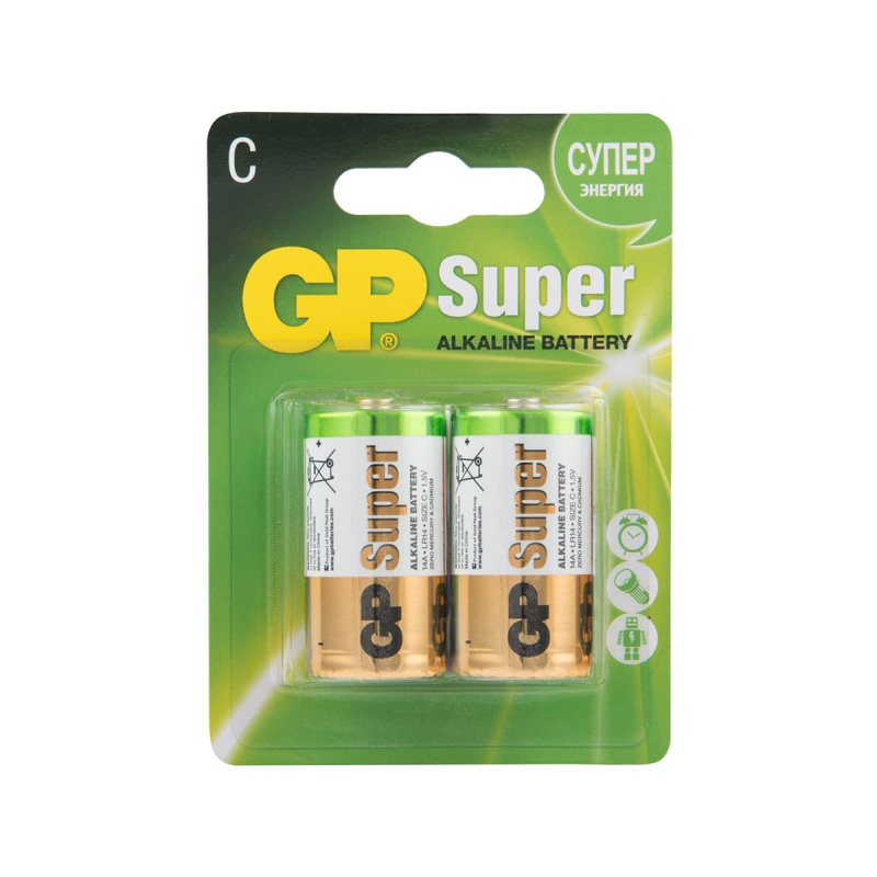 Батарейка алкалиновая GP Super Alkaline 14А типоразмера C 2шт блистер