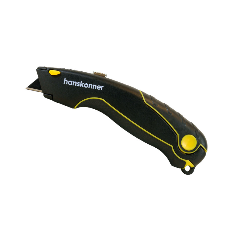 Нож HANSKONNER трапециевидное лезвие 4 доп.лезвия SK2 TPR рукоятка