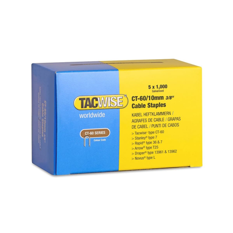 Скобы в картонном боксе CT60 10mm DP 1000 шт гальванизированные TACWISE