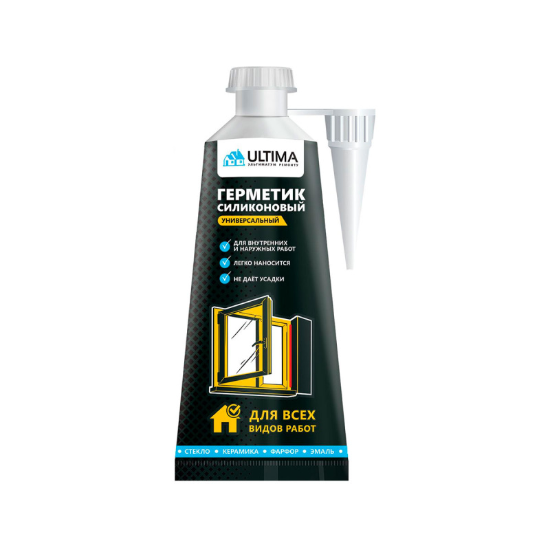 Герметик силиконовый универсальный ULTIMA бесцветный 80ml (блистер)