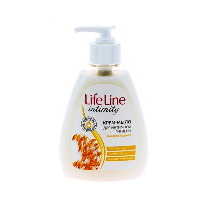 Крем-мыло для интимной гигиены LIFE LINE овсяное молочко 280мл