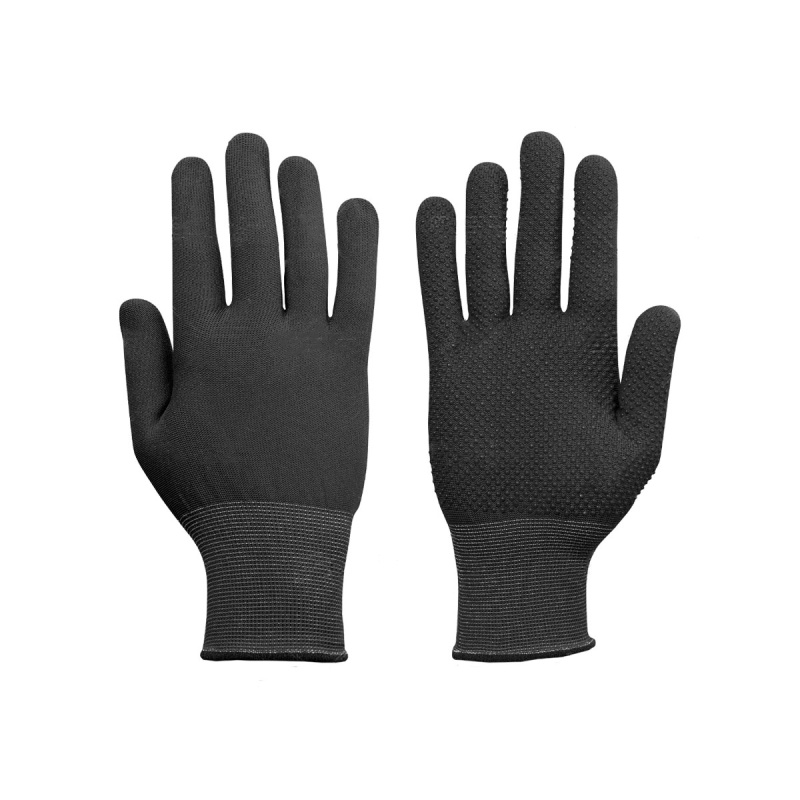 Перчатки МИКРОТОЧКА нейлон c ПВХ 15кл., р.7-9 черные СВС