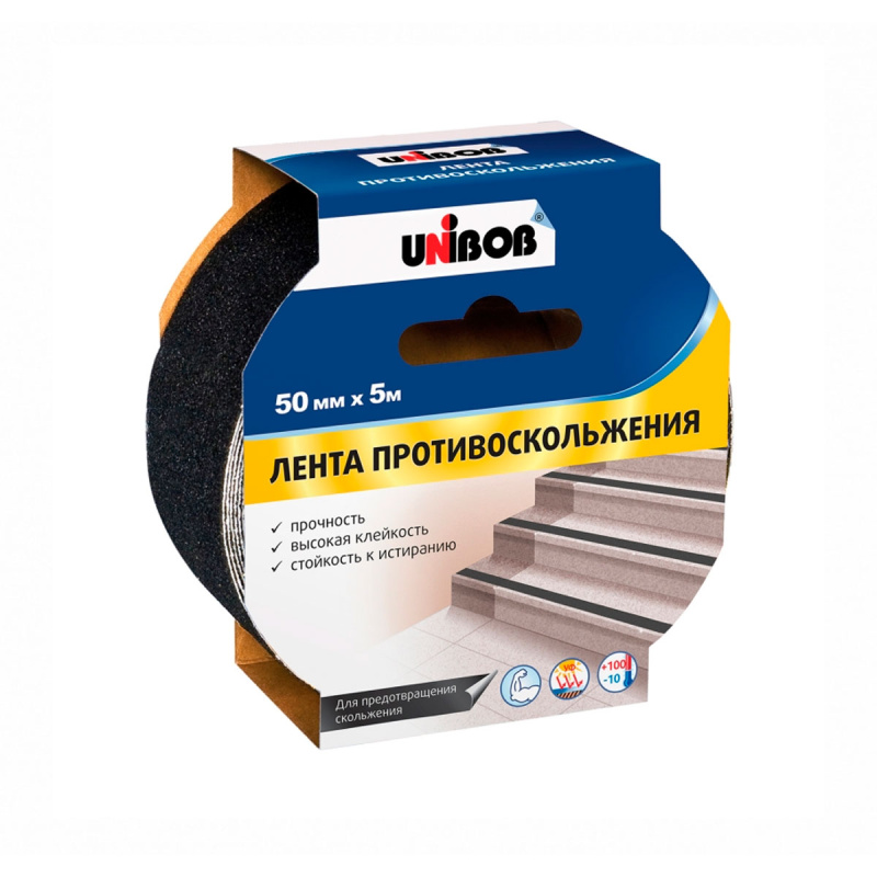 Клейкая лента противоскольжения UNIBOB 50мм х 5м черный