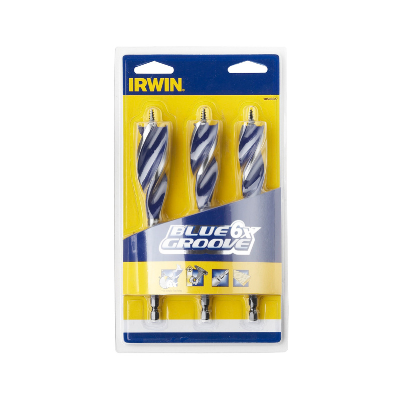 Сверло-бур по дереву 3шт IRWIN BLUE GROOVE 6х20,22,25